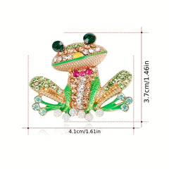 Colorful Enamel Frog Brooch Pin for Women Men with Rhinestone