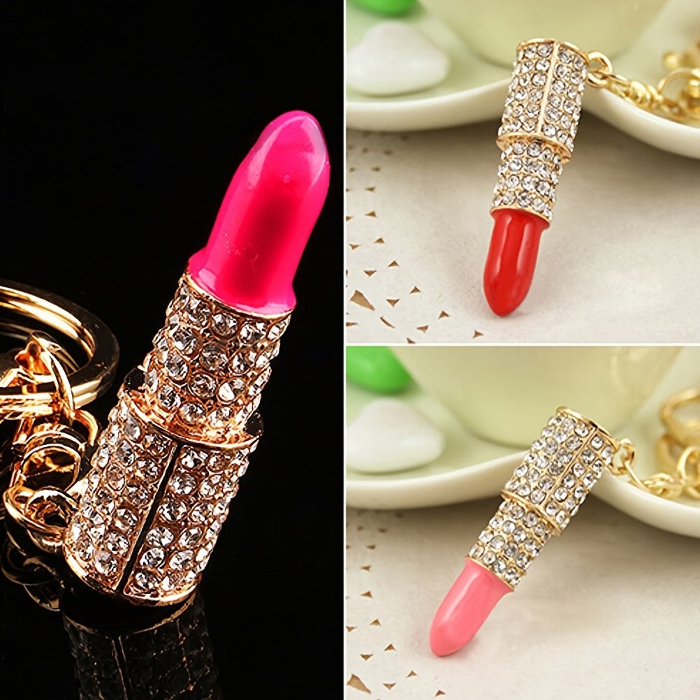 Crystal Rhinestone Lipstick Keyring - Sparkle and Shine