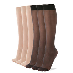 6 Pairs Solid Knee High Socks Women's Stockings
