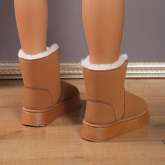 Women's Fluffy Velvet Warm Snow Boots Non-Slip Thick Bottom Slip-On Foldable