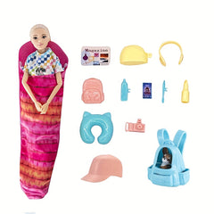 10pc Doll Accessories for 11.5" Dolls, Backpacks, Sleeping Bags, Travel Toy