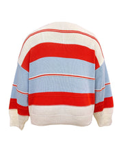  Colorblock V Neck Sweater Long Sleeve Jumper