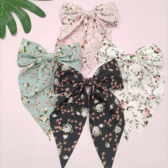 4pcs Floral Streamer Bow Hair Clip for Baby Girls