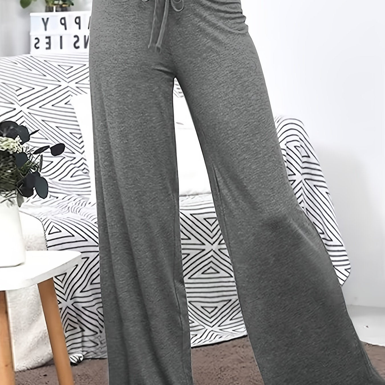  Sports Pants Women's Solid Wide Leg Trousers