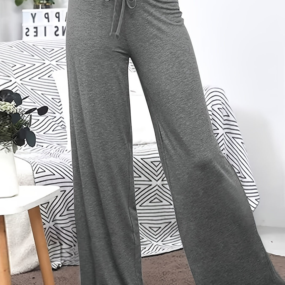  Sports Pants Women's Solid Wide Leg Trousers