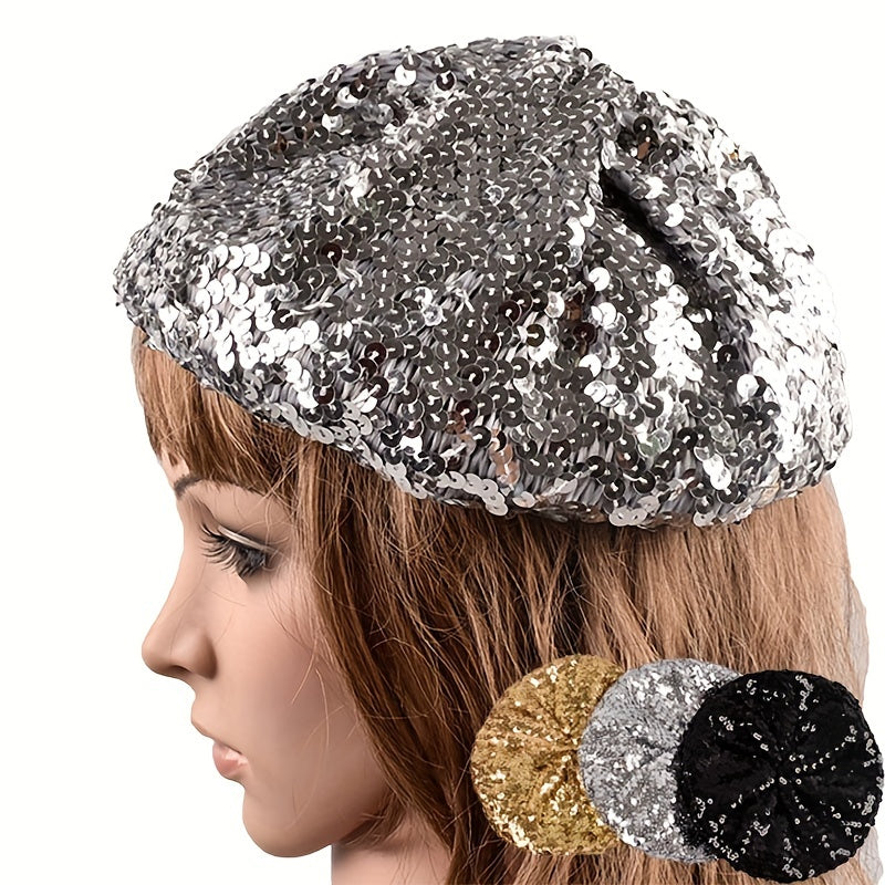 Sequin Knitted Beret Lightweight Beanie Y2K Dress Accessory
