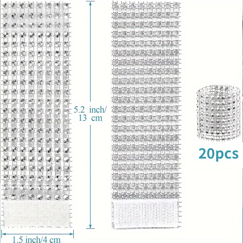 20pcs Rhinestone Napkin Rings Plastic Holder for Weddings Parties
