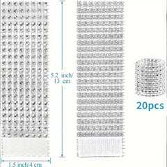 20pcs Rhinestone Napkin Rings Plastic Holder for Weddings Parties