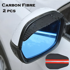 2pcs Car Rearview Mirror Rain Shield Carbon Fiber Texture