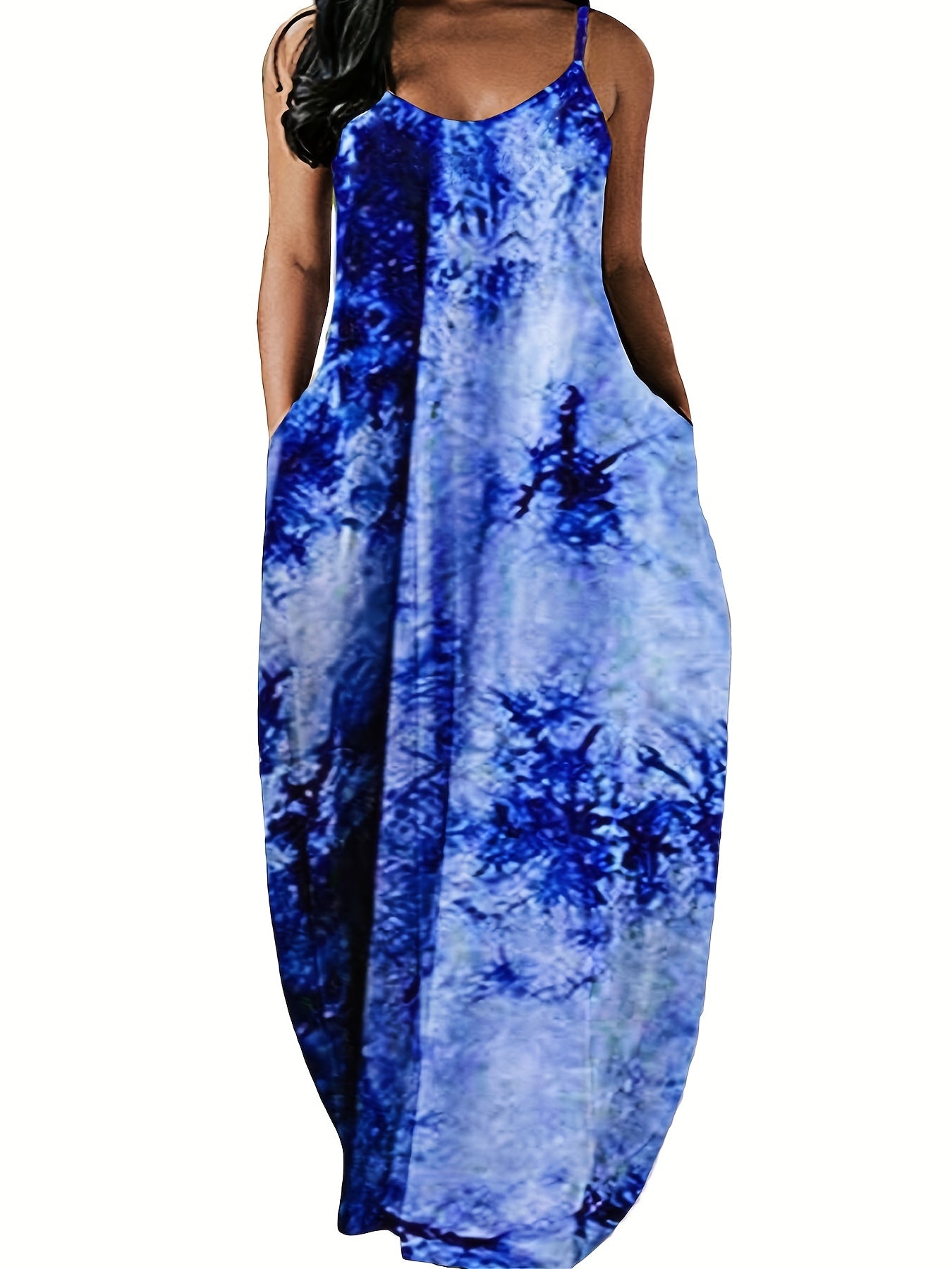  Tie Dye Maxi Cami Dress With Pockets