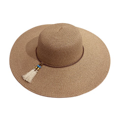 Boho Sun Hat Tassel Chain Decor Straw Beach Hat