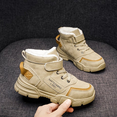Kids Snow Boots Lace Up Fleece Lined Anti-slip Shoes