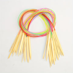 18pcs Bamboo Wood Circular Knitting Needle Set 2mm-10mm Random Halloween Gift