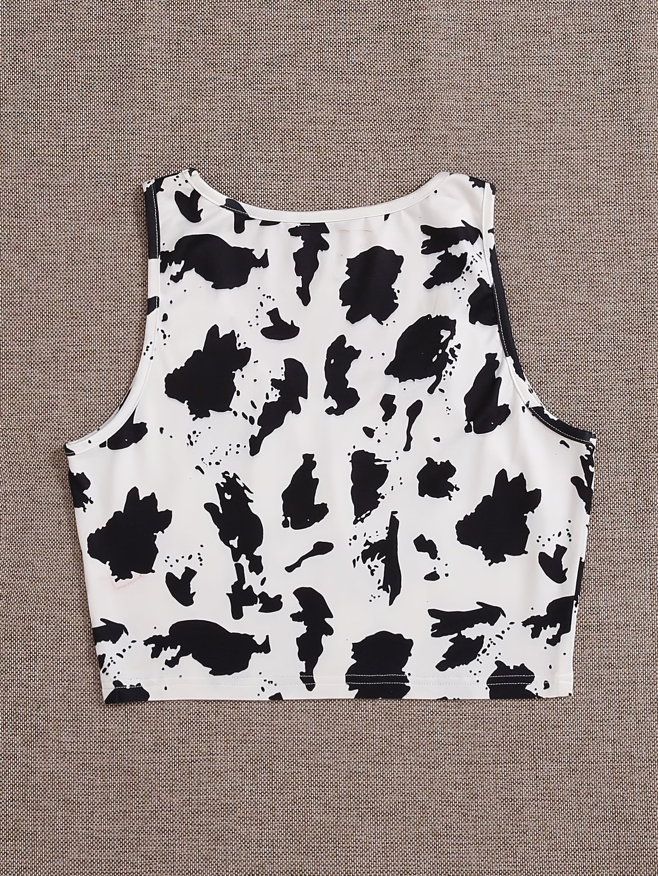 Dalmatian Print Crop Tank Top Sleeveless Summer Casual Women's Clothing
