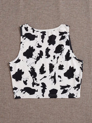 Dalmatian Print Crop Tank Top Sleeveless Summer Casual Women's Clothing