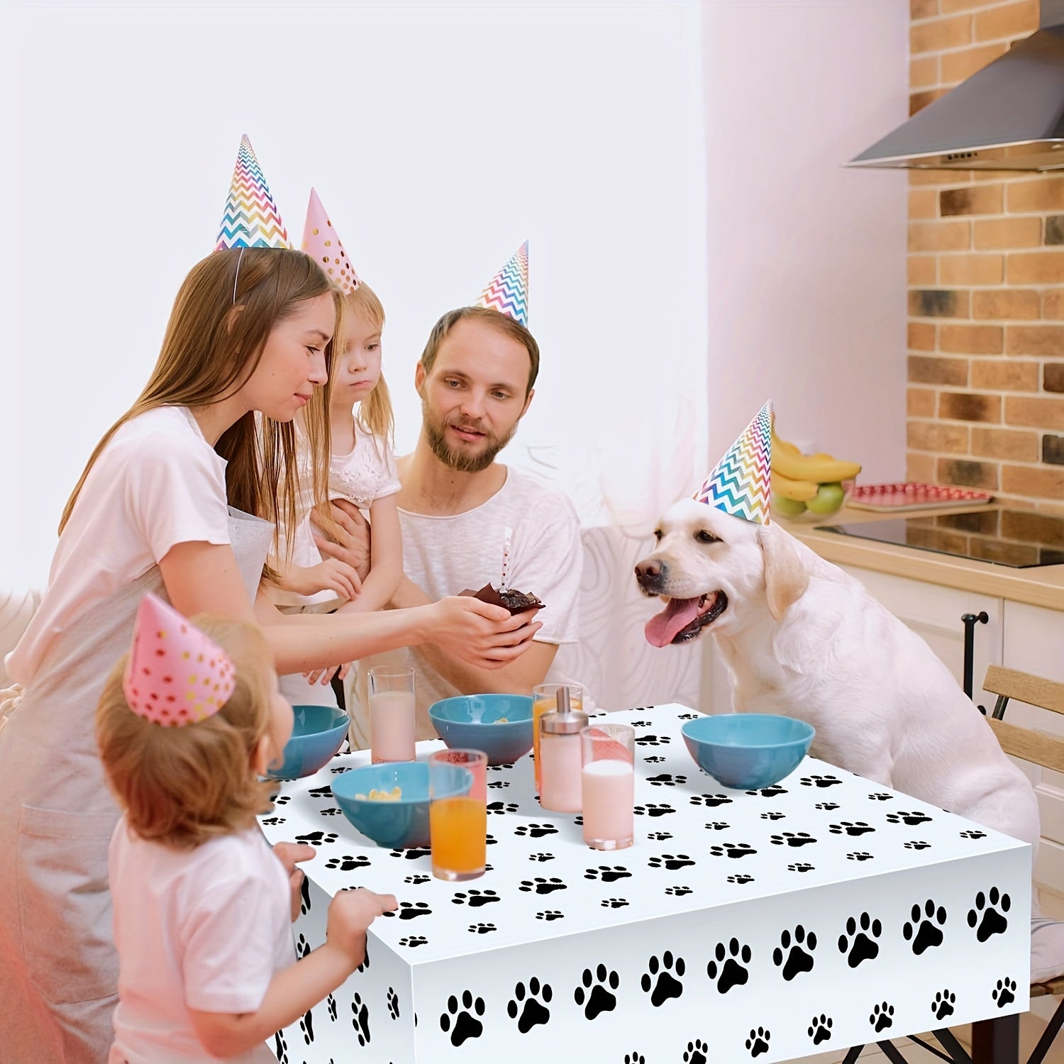 Dog Footprints And Paws Party Tablecloth