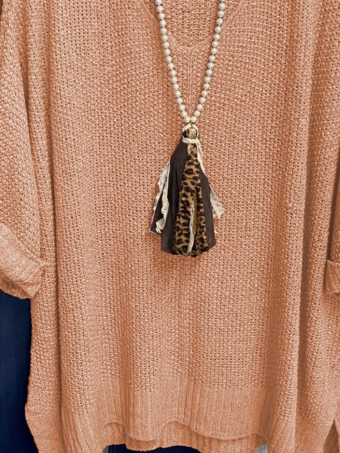  Casual Sweater Women's Solid Half Sleeve V Neck Jumper
