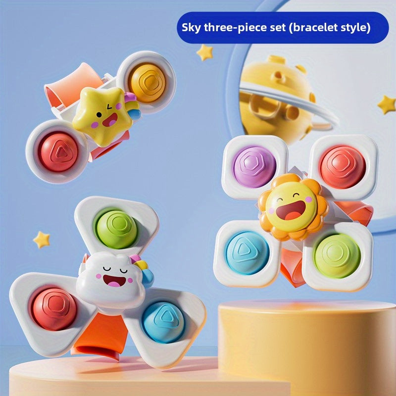 3pcs Animal Suction Cup Spinning Tops Educational Toy for Kids