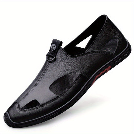 Men's Hollow Out Faux Leather Loafer Shoes Lightweight Non Slip Sandals