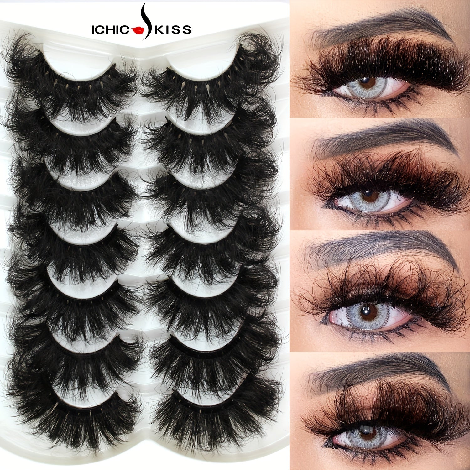 7 Pairs Fluffy 9D Faux Mink Eyelashes Soft & Thick
