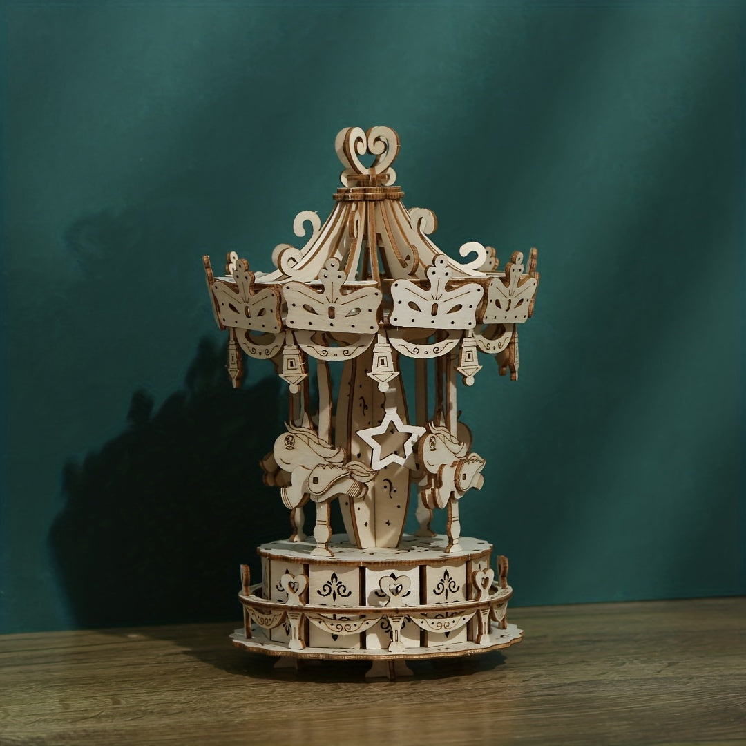 DIY Carousel 3D Wooden Puzzle Model Crafts