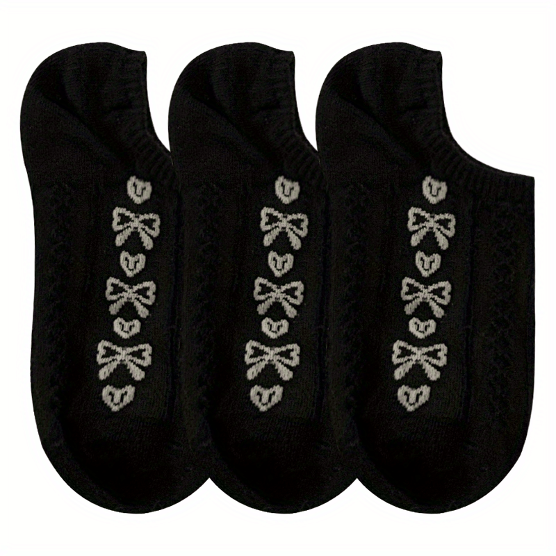 4 Pairs Bow Print Socks Low Cut Ankle Socks Women's Stockings