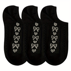 4 Pairs Bow Print Socks Low Cut Ankle Socks Women's Stockings