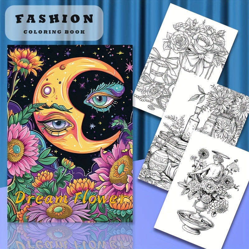 Thickened Dream Flower Coloring Book - 22 Pages