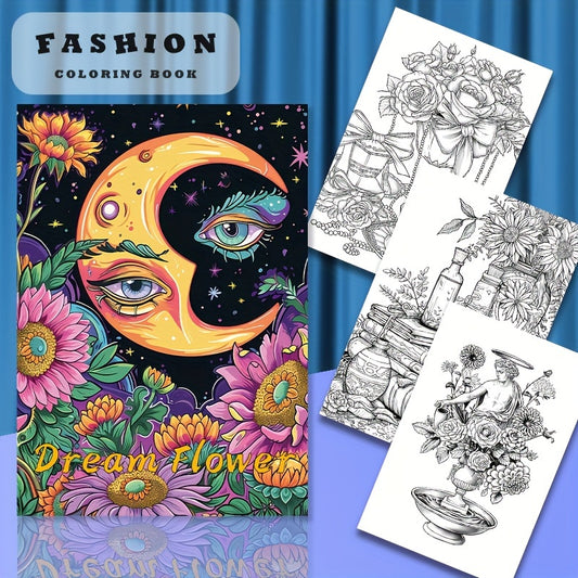 Thickened Dream Flower Coloring Book - 22 Pages