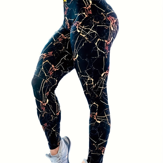Marble Print Yoga Leggings High Waist Fitness Tight Pants
