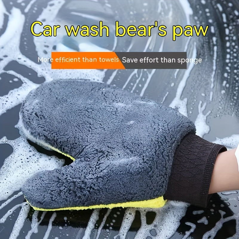 Coral Velvet Car Wash Bear Paw Gloves Cloth Towels