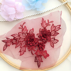 3D Flower Lace Applique Embroidered Material Trim For DIY Wedding Dress