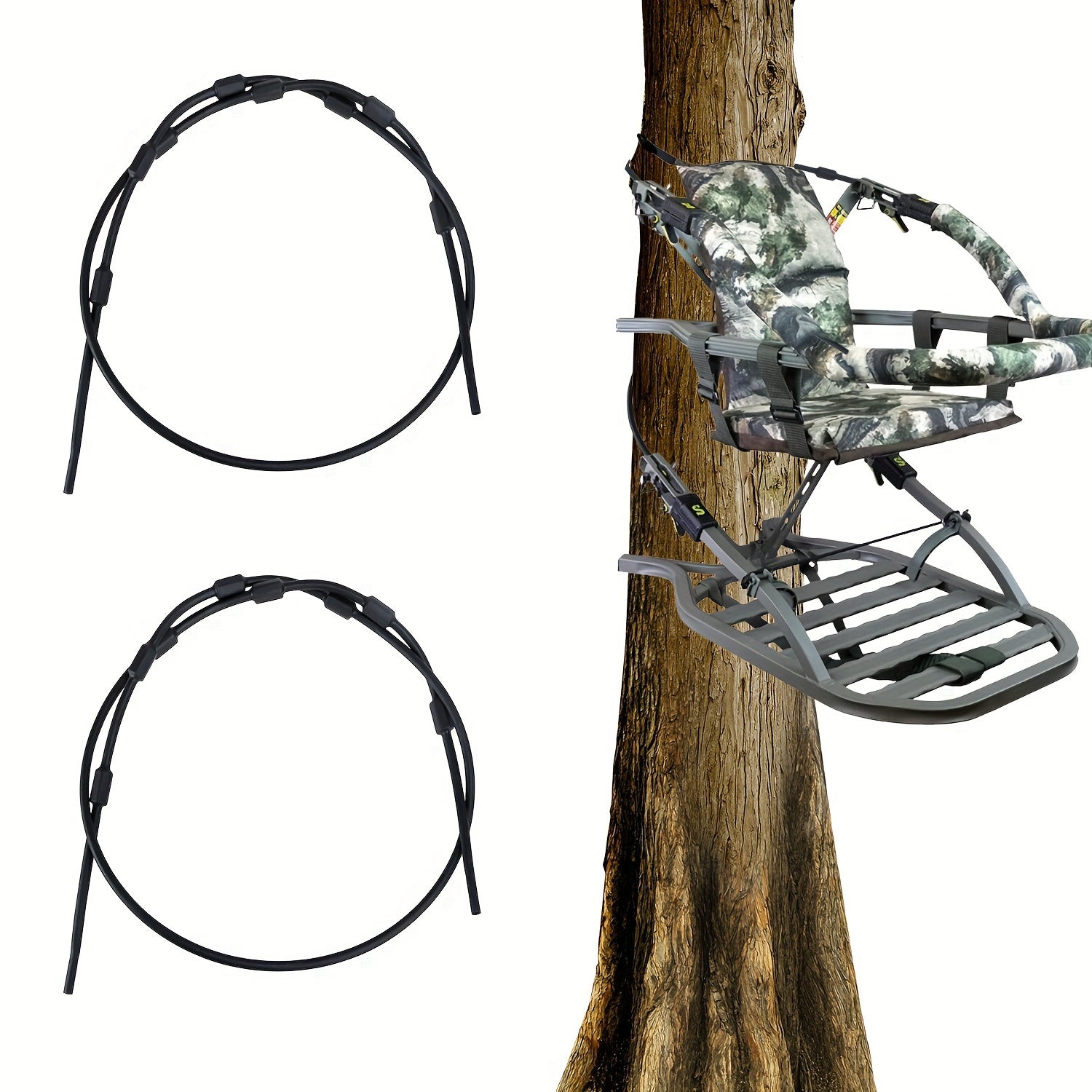 2pcs Climbing Treestand Replacement Cables Adjustable Length Durable Steel Wire