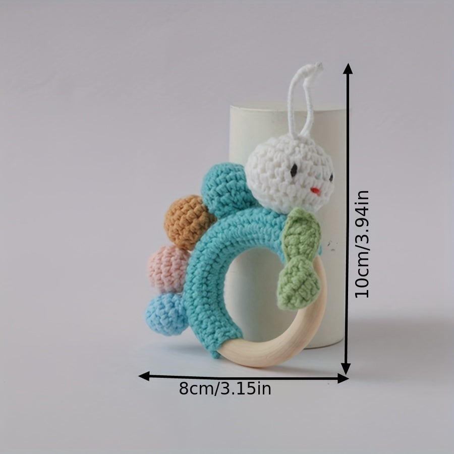Handcrafted Crochet Rattle Toy with Plush Animal Attachment