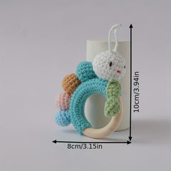 Handcrafted Crochet Rattle Toy with Plush Animal Attachment