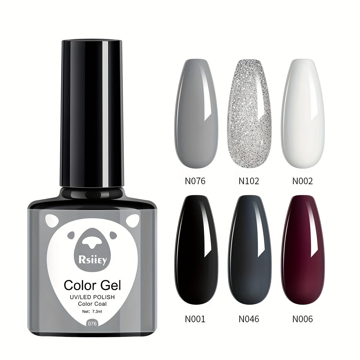 Glitter Gel Nail Polish Set - 6 Colors Soak Off No Wipe Gel Polish