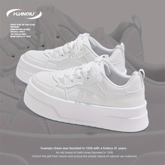 HUANQIU Women's Lace-up Platform Skate Shoes Breathable Non-slip Sneakers