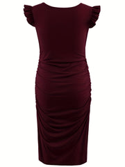 Maternity Ruffle Sleeve Dress for Summer Holiday Party