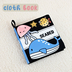 High Contrast Baby Cloth Book 0-6 Mos Washable Non Toxic Early Learning