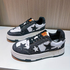 Women's Star Pattern Board Shoes Lace Up Outdoor Sneakers