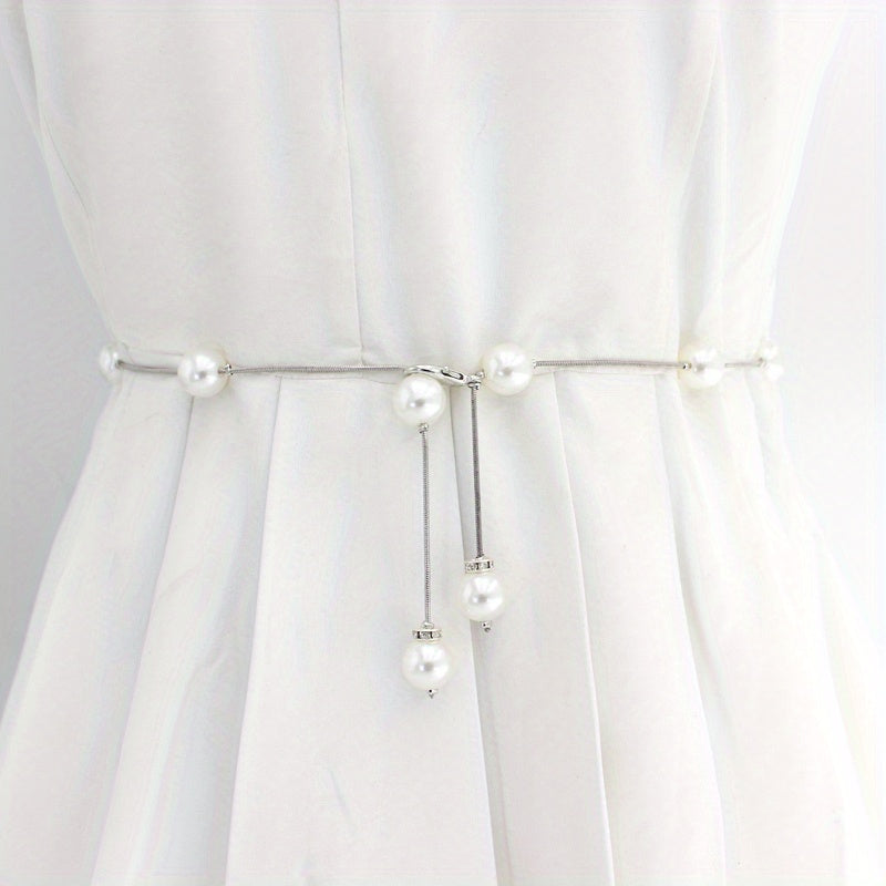 Pearl Belt Thin Waistband Chain Belt For Party Dress & Wedding Dresses