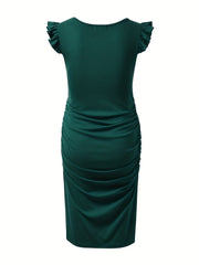 Maternity Ruffle Sleeve Dress for Summer Holiday Party