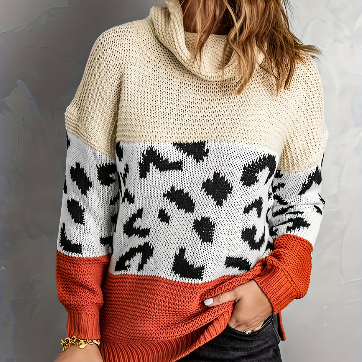  Casual Sweater High Neck Jumper