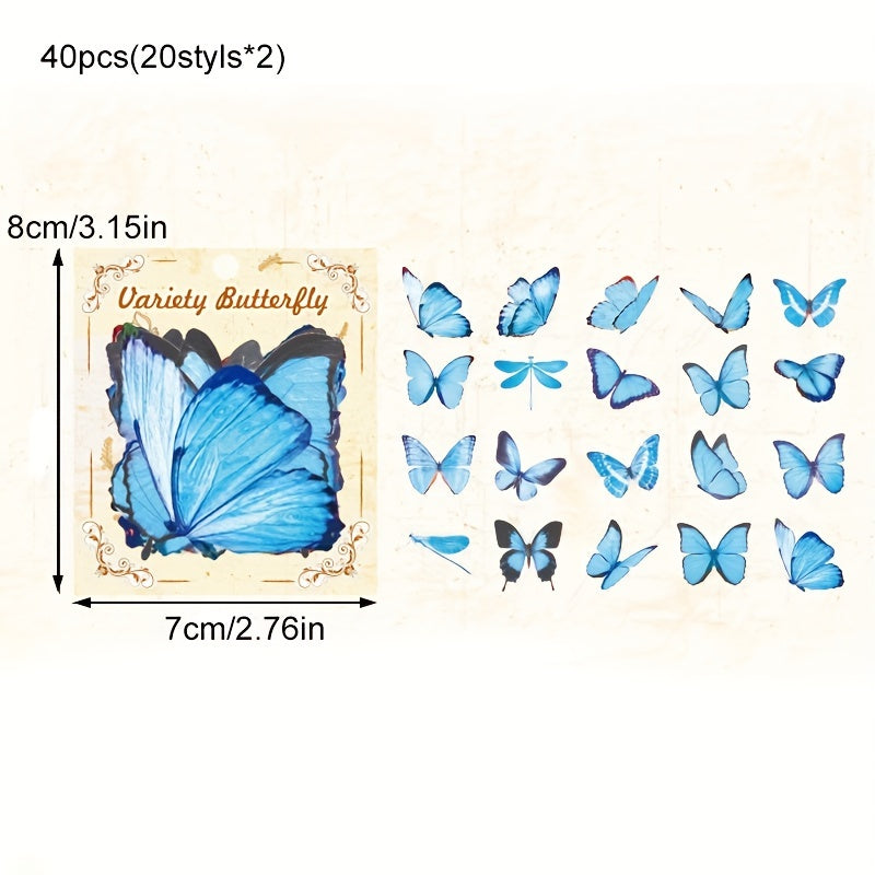 40 Butterfly Cartoon Stickers Pack for Water Cup Notebook Phone Decor