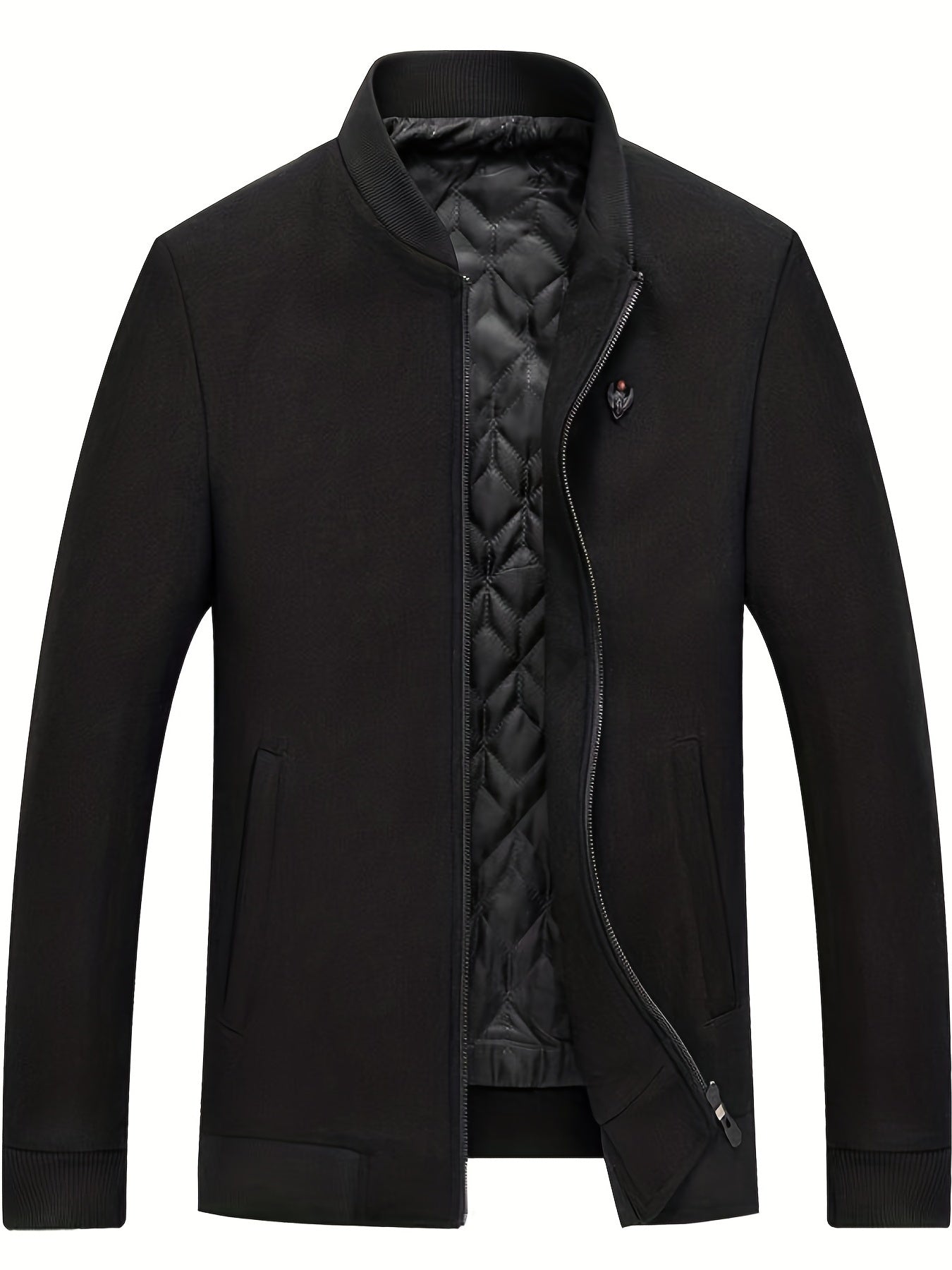 Men's Woolen Coat Casual Long Sleeve Cotton Thickened Jacket