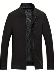 Men's Woolen Coat Casual Long Sleeve Cotton Thickened Jacket