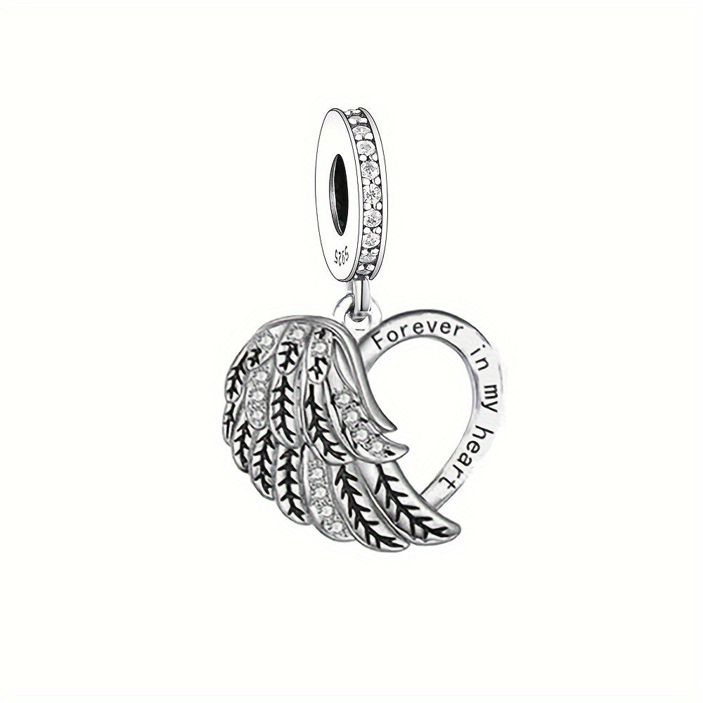 Winged Pendant Charm 925 Sterling Silver with Cubic Zirconia