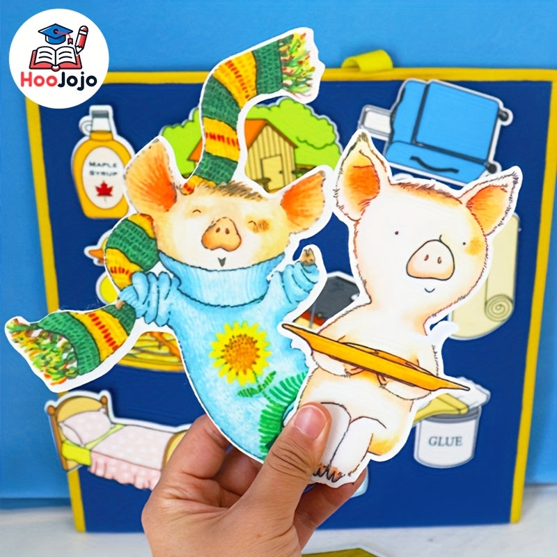 19pcs Pig Pancake Felt Storybook Puppet Theater Props Interactive Storytelling