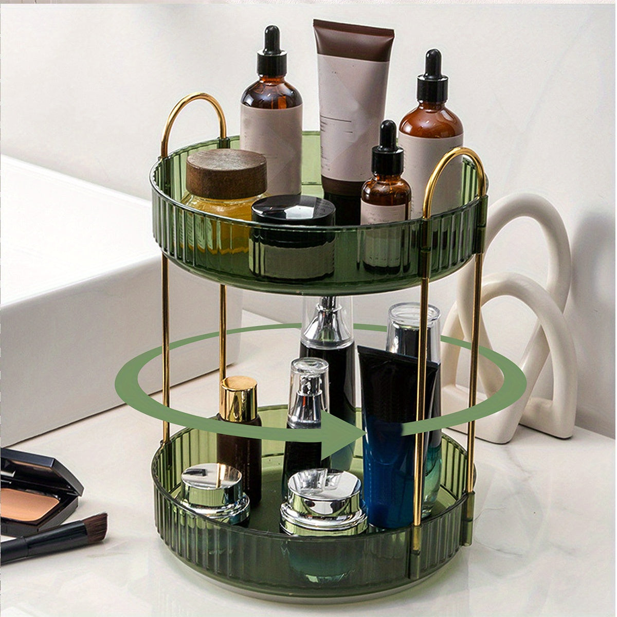 High Capacity 360 Rotating Makeup Organizer for Skincare and Cosmetics