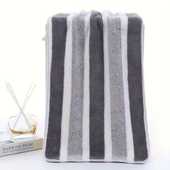 2pcs Striped Pattern Towel Set Soft Hand & Bath Towel Quick Drying Absorbent
